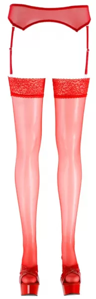 Cottelli legwear Stockings red 3 Prisegamos kojinės &ndash; nuotrauka 3
