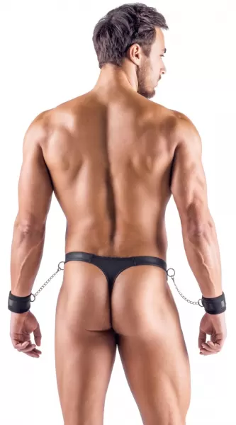 Svenjoyment Bondage Men's Thong and Cuffs xl vyri&scaron;ka lateksinė apranga &ndash; nuotrauka 5