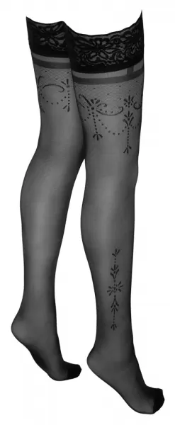 Cottelli legwear Hold-up Stockings Black 3 Prisegamos kojinės &ndash; nuotrauka 3