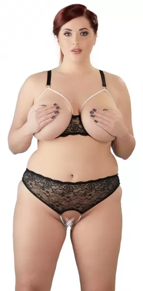 Cottelli curves Pearl Set Black 3XL Plius dydžio seksuali apranga &ndash; nuotrauka 3