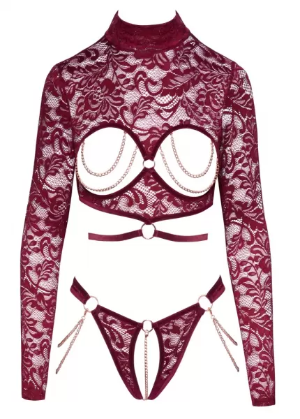 Abierta Fina Open Top & Thong red L Seksuali liemenėlė &ndash; nuotrauka 9