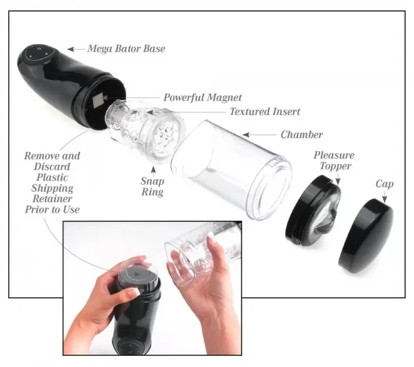 Pipedream Extreme Toyz pet Mega-Bator Ass Black/Clear Vibruojantis masturbatorius &ndash; nuotrauka 6