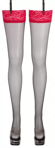 Cottelli legwear Stockings black/red 7 Prisegamos kojinės &ndash; nuotrauka 5