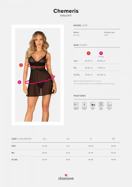 Obsessive obs Babydoll XS/S Plius dydžio seksuali apranga &ndash; nuotrauka 3