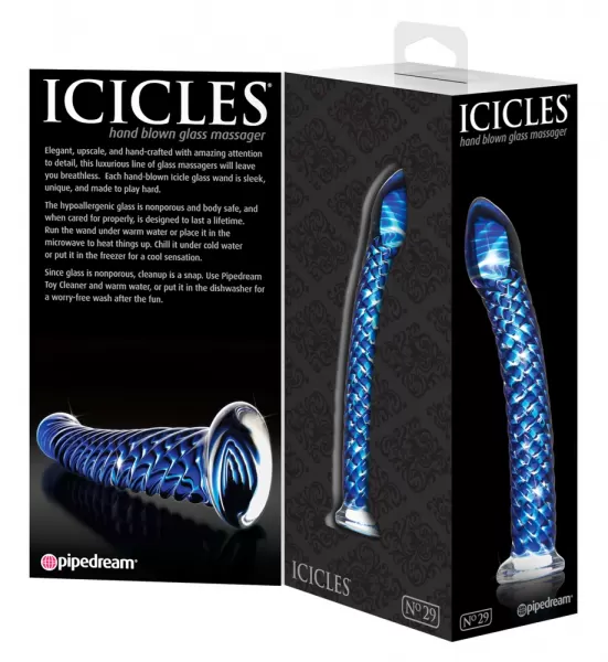 Icicles No. 29 Blue stiklinis dildo &ndash; nuotrauka 4