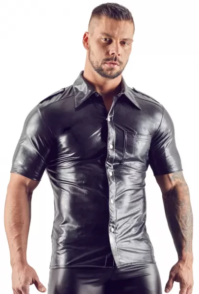 Svenjoyment Imitat. Leather Men's Shirt M seksualūs vyri&scaron;ki mar&scaron;kinėliai &ndash; nuotrauka 2