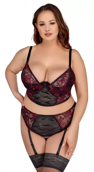 Cottelli curves Bra Set black/red 90C/XL Plius dydžio seksuali apranga &ndash; nuotrauka 2