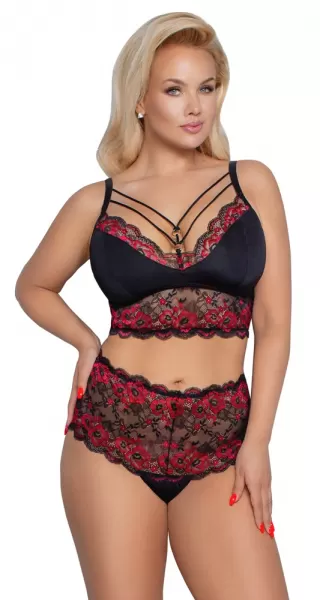 Cottelli curves Bra and Briefs black/red 2XL Seksuali liemenėlė &ndash; nuotrauka 2