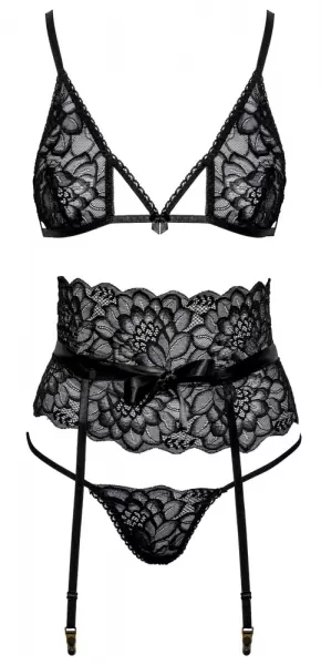 Lacy & Classy Black Suspender Set black L/XL Seksuali liemenėlė &ndash; nuotrauka 4